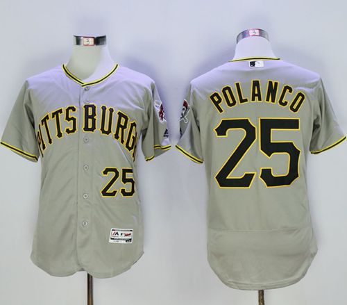 Pirates #25 Gregory Polanco Grey Flexbase Authentic Collection Stitched MLB Jersey